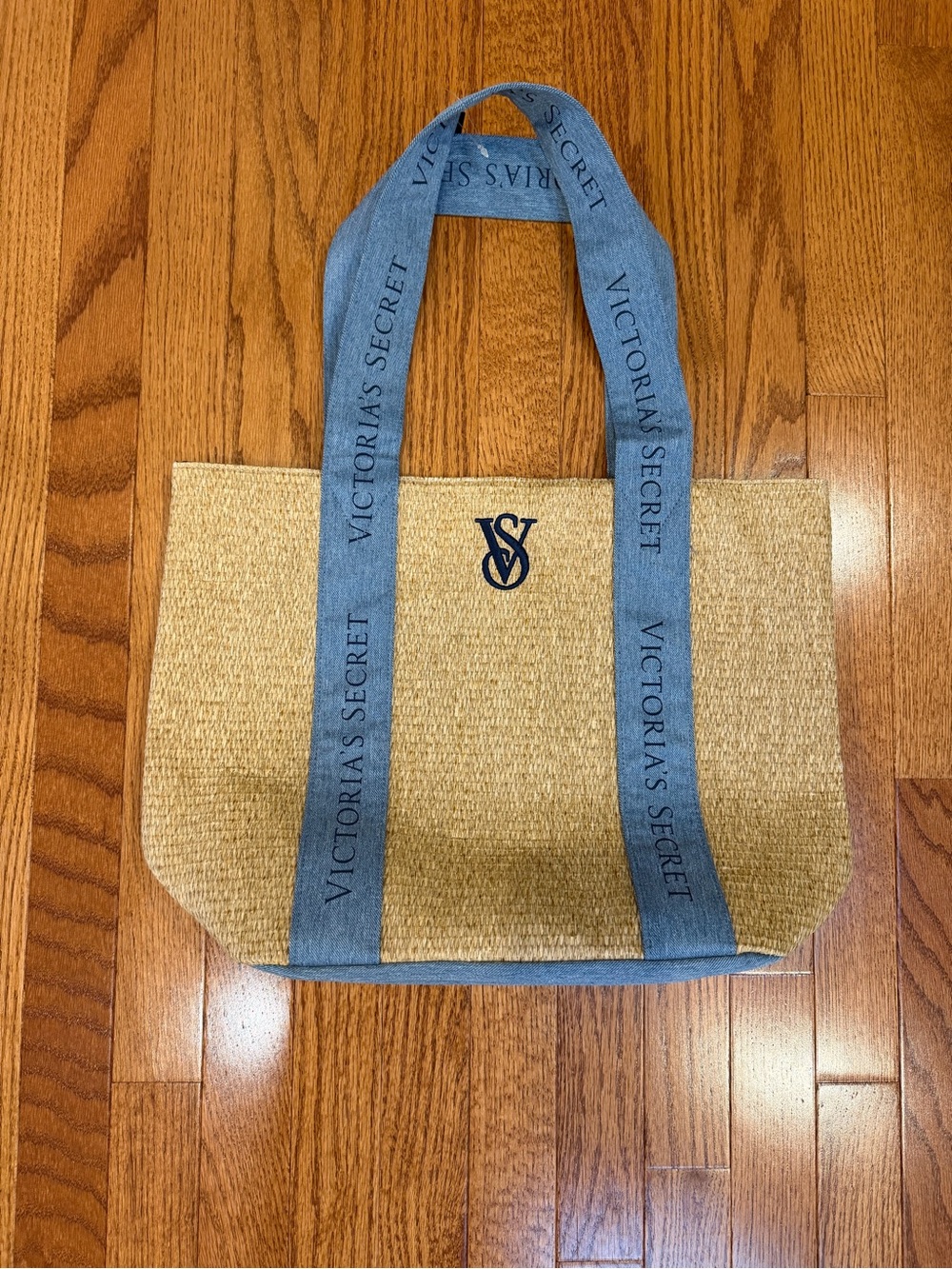 NWT! Victoria's Secret Tote with Denim Blue Straps - Picture 1 of 7